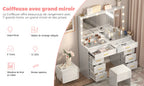 coiffeuse blanche avec miroir led - Mon cocon