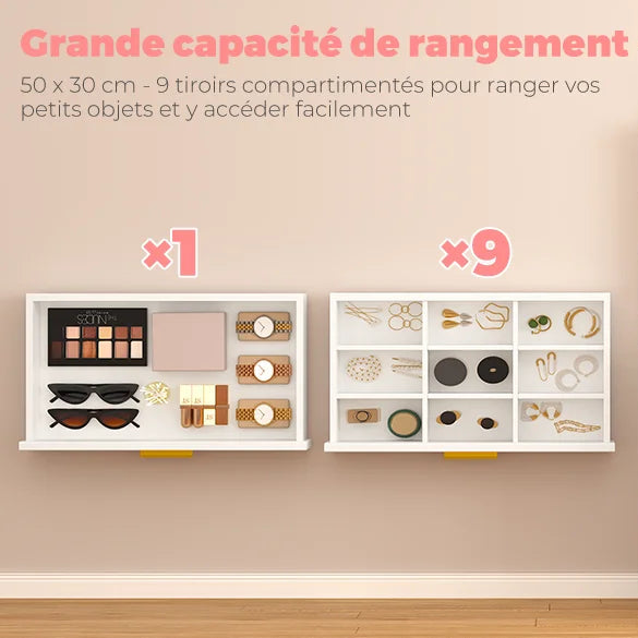 coiffeuse blanche avec miroir led - Mon cocon