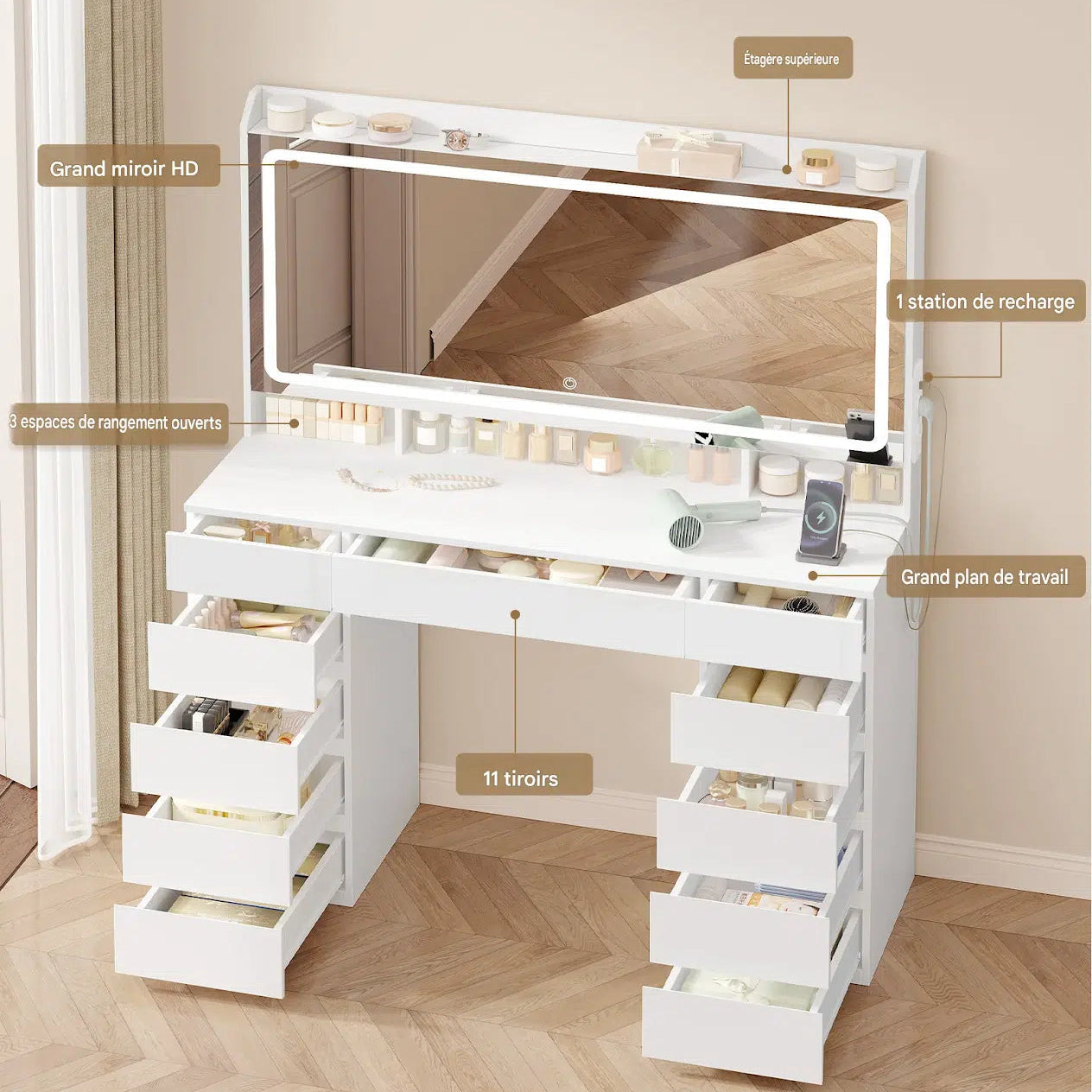 coiffeuse avec grand miroir - Mon cocon