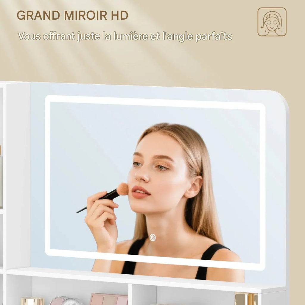 coiffeuse d'angle avec miroir led - Mon cocon