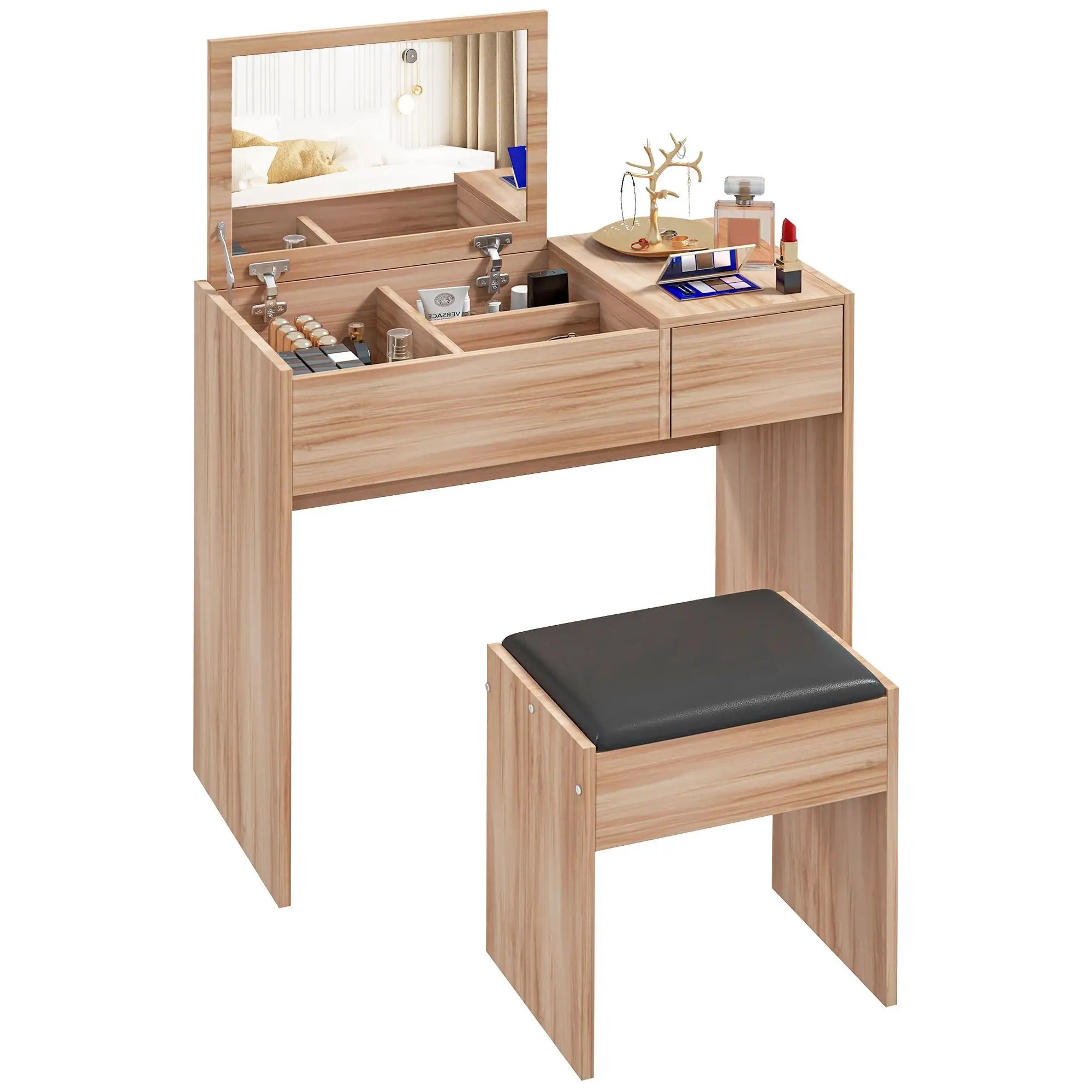 coiffeuse en bois avec miroir - Mon cocon