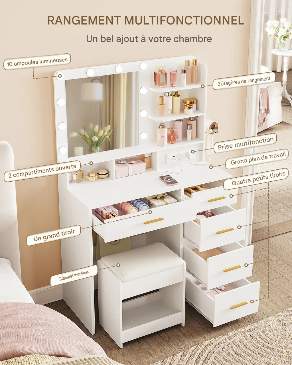 coiffeuse avec tabouret - Mon cocon