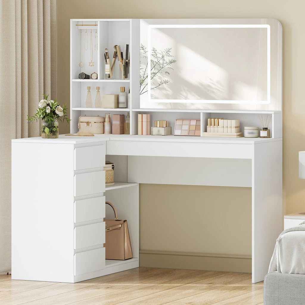 coiffeuse d'angle avec miroir led - Mon cocon