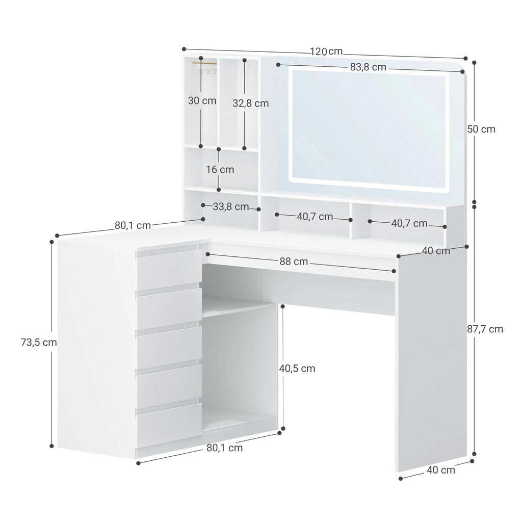 coiffeuse d'angle avec miroir led - Mon cocon