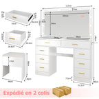 coiffeuse blanche avec miroir led - Mon cocon