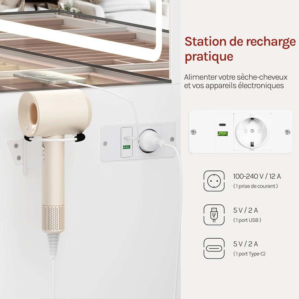 coiffeuse avec miroir led - Mon cocon