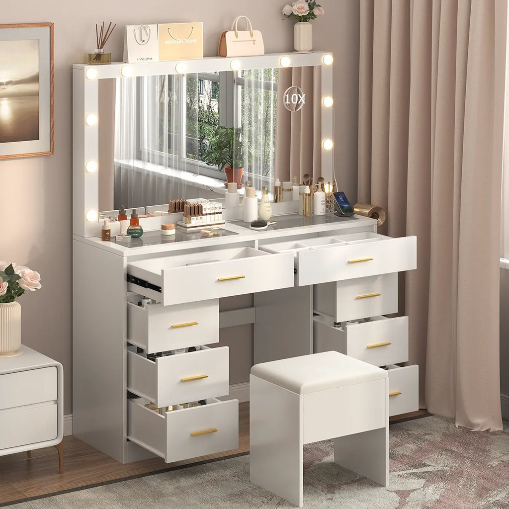 coiffeuse blanche avec miroir led - Mon cocon