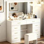 coiffeuse blanche avec miroir led - Mon cocon