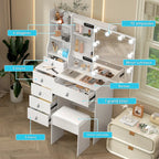 coiffeuse avec miroir led et tabouret - Mon cocon