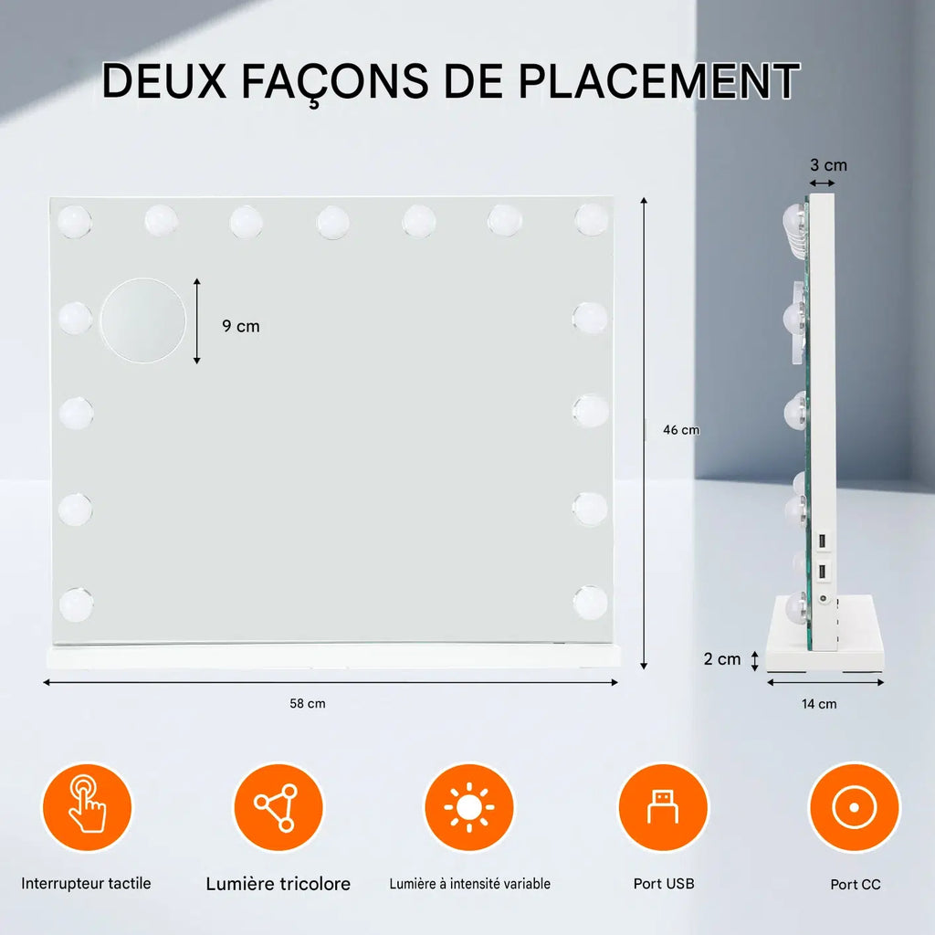 miroir coiffeuse bluetooth - Mon cocon